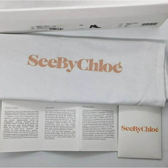 See by Chloé Louise Womens High Block Heel Booties Ring Zip Black Color Size 7.5 - Picture 11 of 11